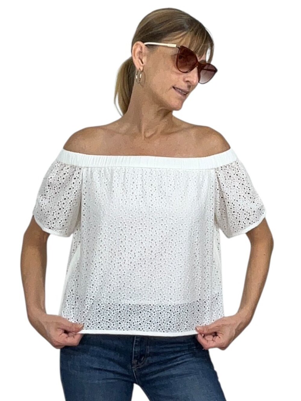 Rag And Bone Flavia Top Blouse 2XS XXS White Off The Shoulder NEW - Picture 4 of 16